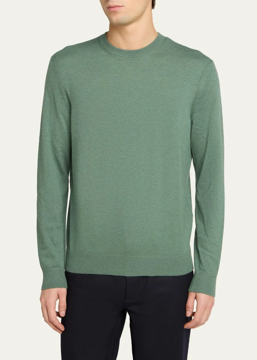 Zegna Men's Oasi Cashmere Crewneck Sweater | Thumbnail 4 Zegna Men's Oasi Cashmere Crewneck Sweater | Thumbnail 4