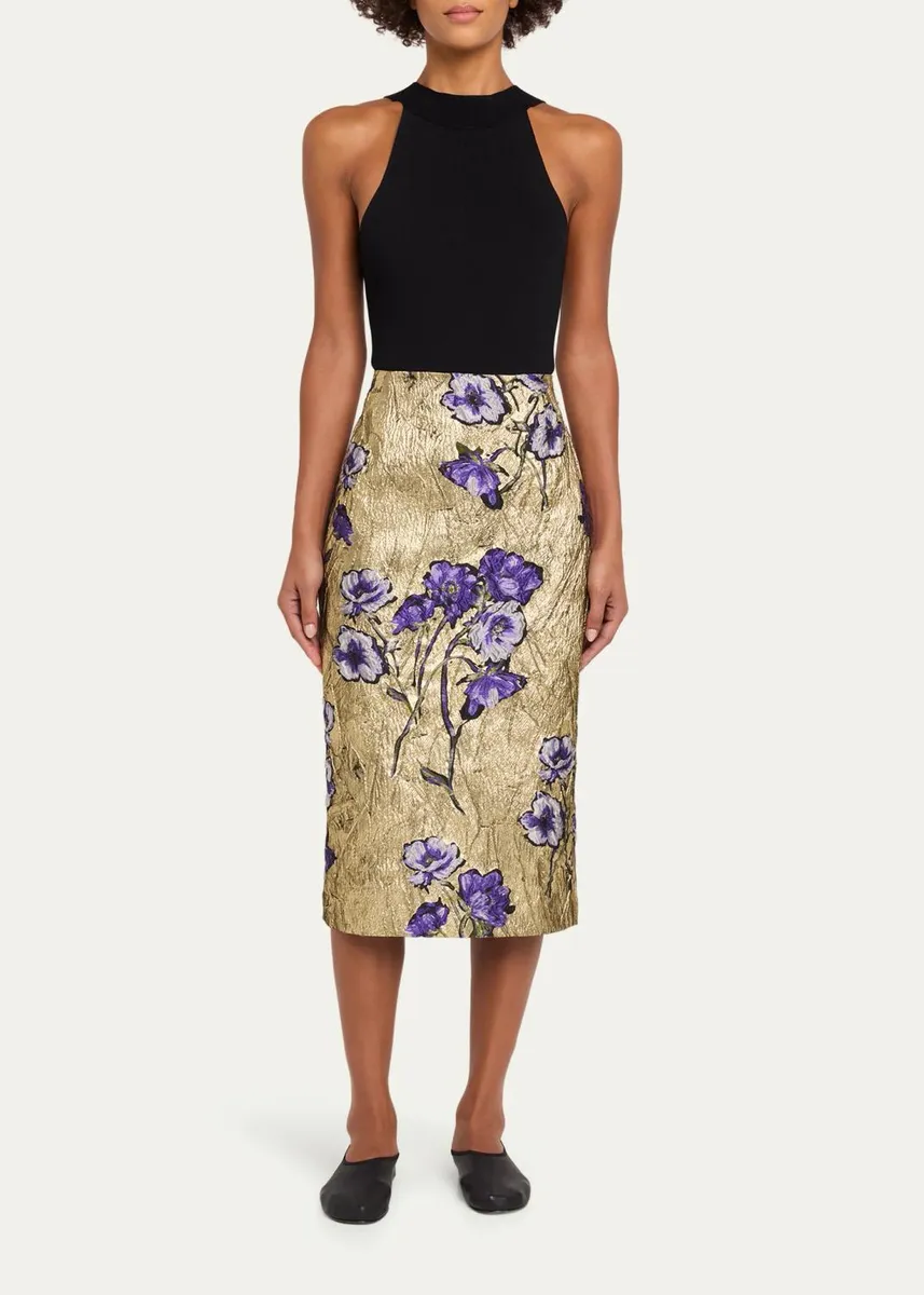 PRABAL GURUNG Metallic Floral Brocade Midi Pencil Skirt | Thumbnail 2 PRABAL GURUNG Metallic Floral Brocade Midi Pencil Skirt | Thumbnail 2