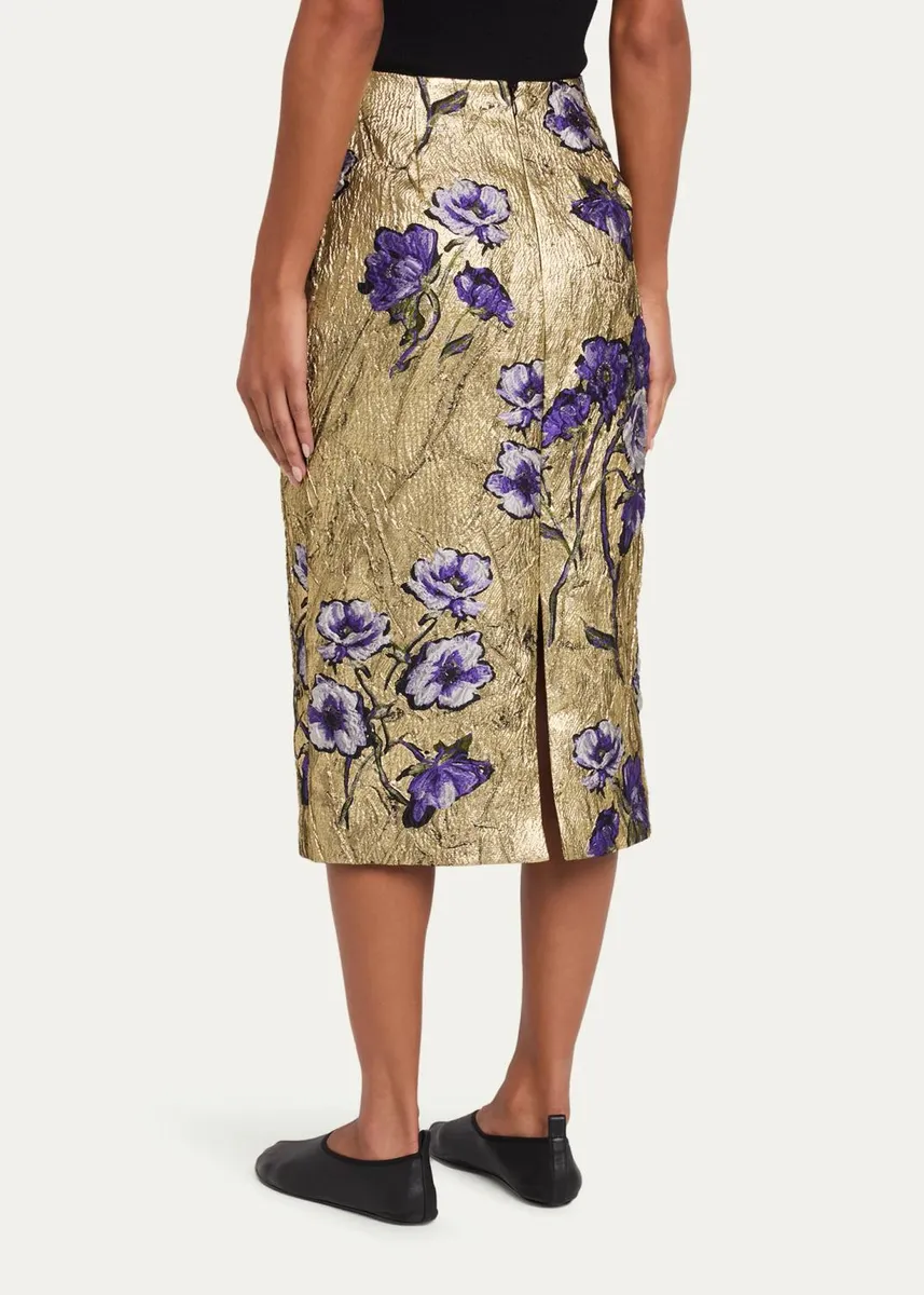 PRABAL GURUNG Metallic Floral Brocade Midi Pencil Skirt | Thumbnail 3 PRABAL GURUNG Metallic Floral Brocade Midi Pencil Skirt | Thumbnail 3