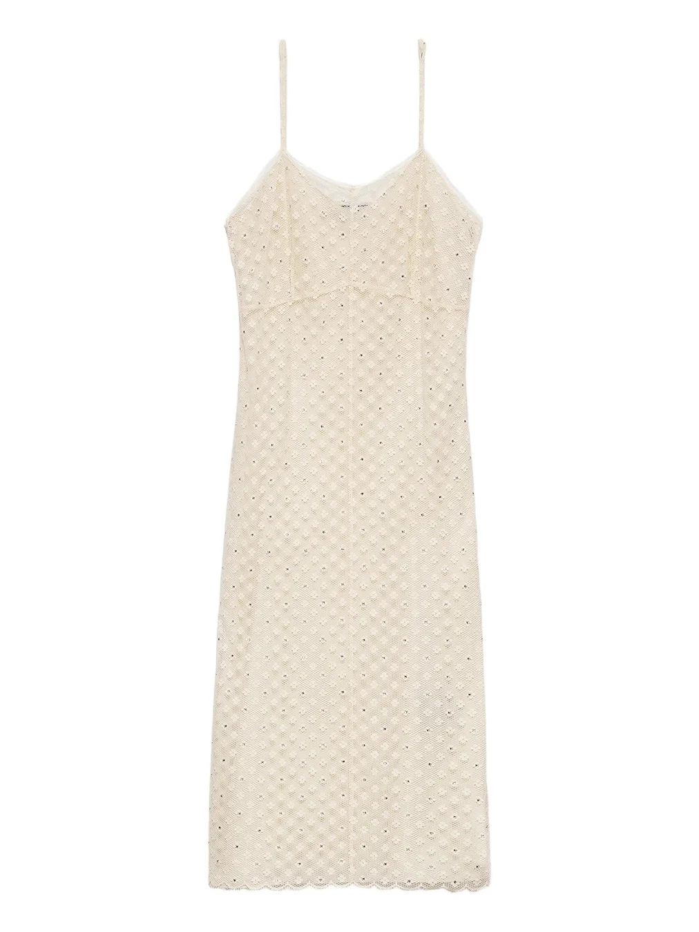 Prada Embellished Floral Mesh Midi Dress