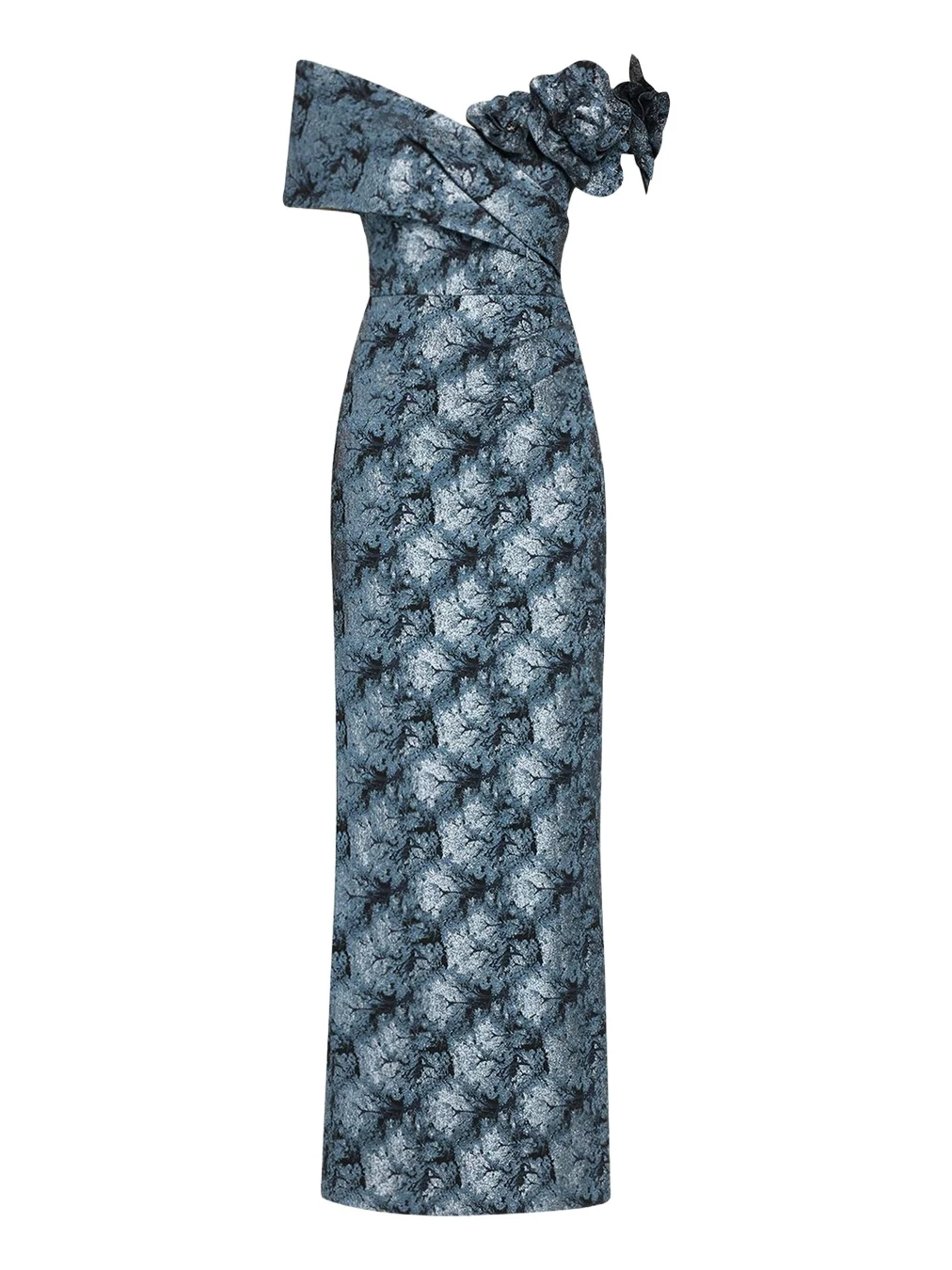 3D Floral Metallic Jacquard Column Gown 3D Floral Metallic Jacquard Column Gown