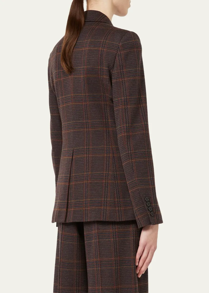 Max Mara Wool-Cotton Check Single-Breasted Jacket | Thumbnail 3 Max Mara Wool-Cotton Check Single-Breasted Jacket | Thumbnail 3