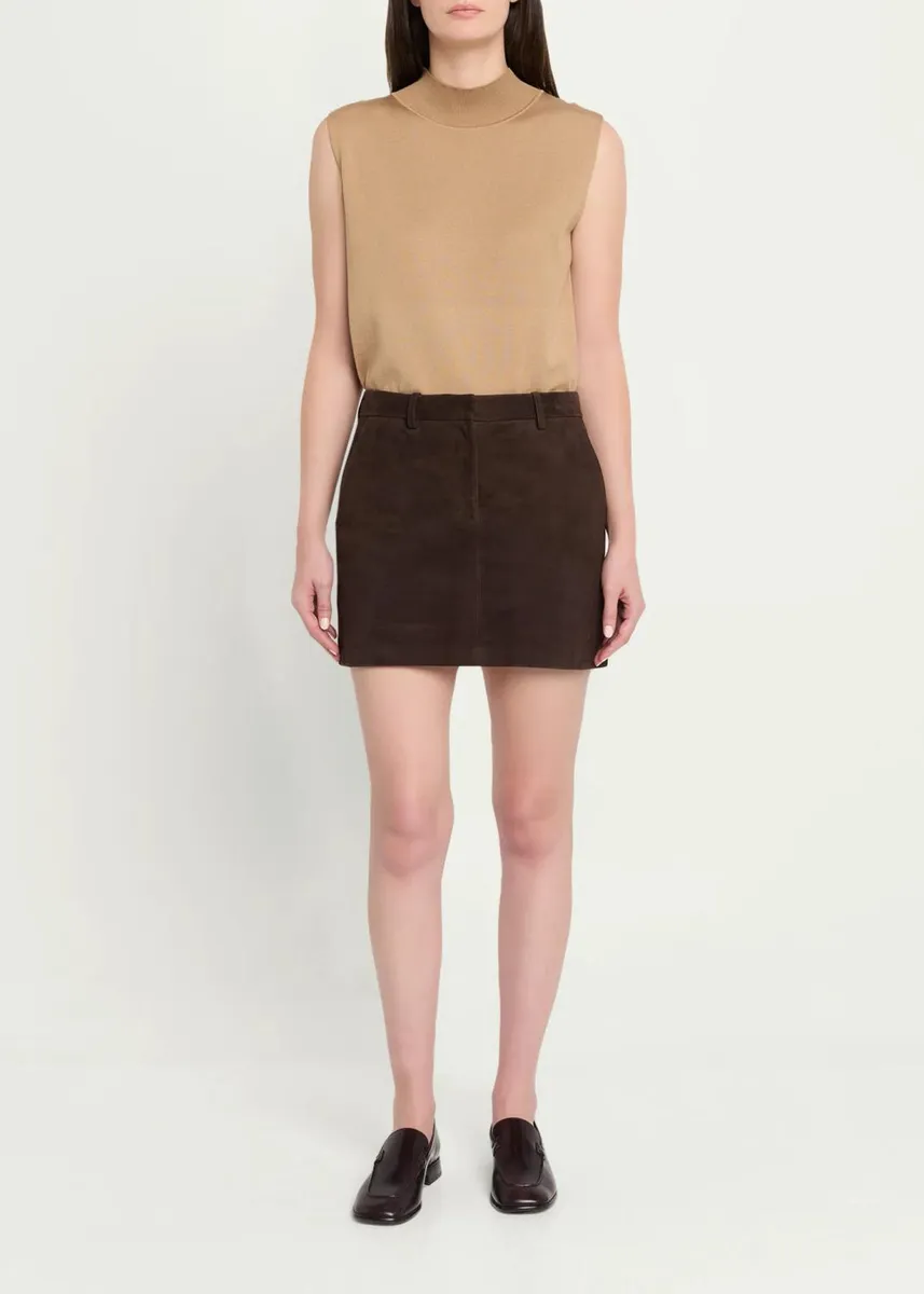 Theory Low-Rise Suede Mini Trouser Skirt | Thumbnail 2 Theory Low-Rise Suede Mini Trouser Skirt | Thumbnail 2