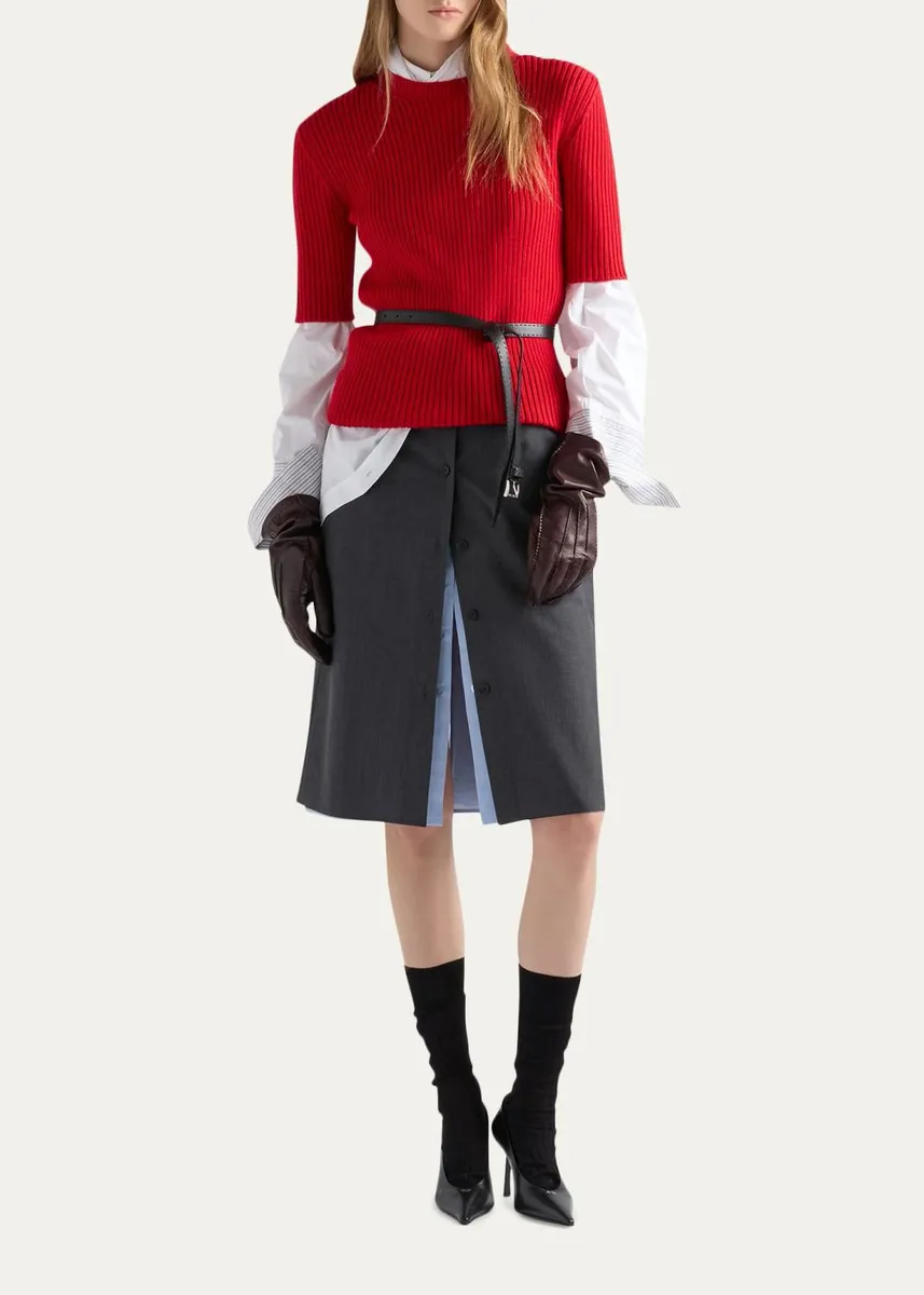 Prada Ribbed Wool Sweater | Thumbnail 2 Prada Ribbed Wool Sweater | Thumbnail 2