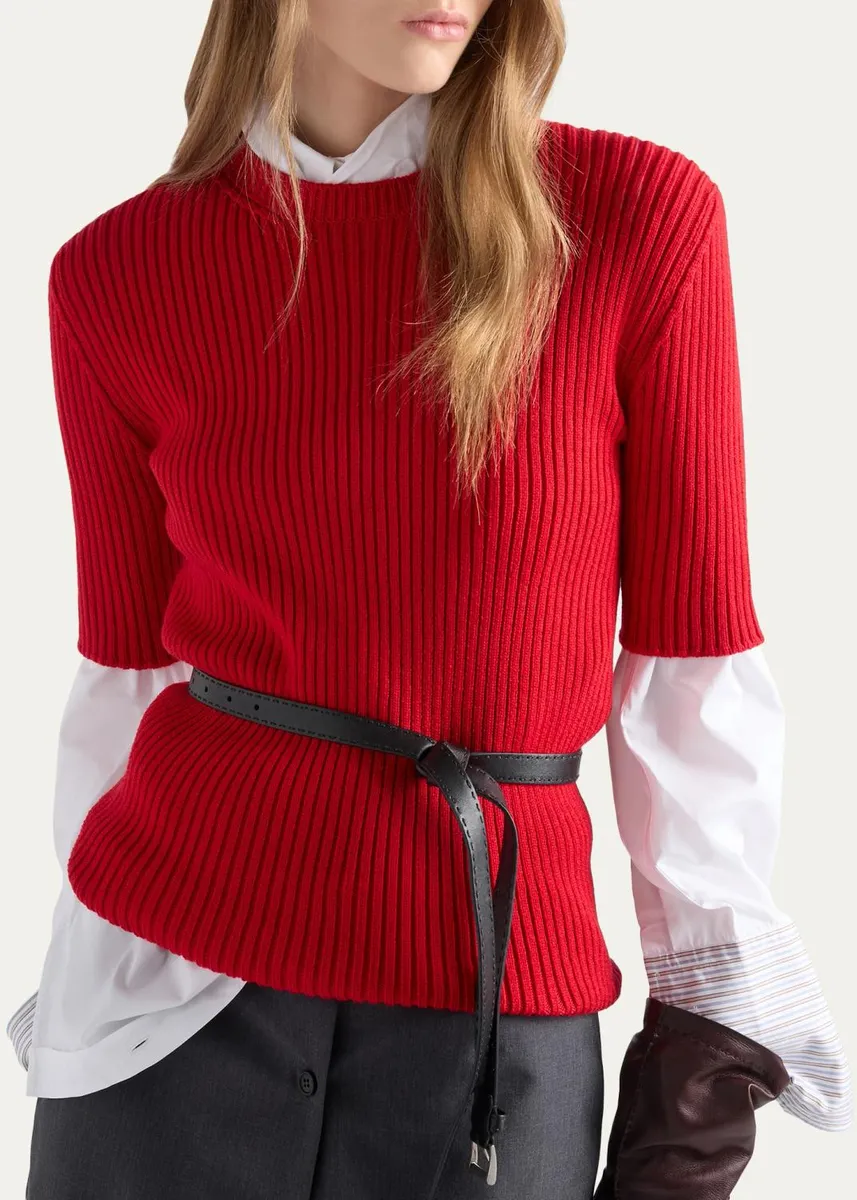 Prada Ribbed Wool Sweater | Thumbnail 4 Prada Ribbed Wool Sweater | Thumbnail 4