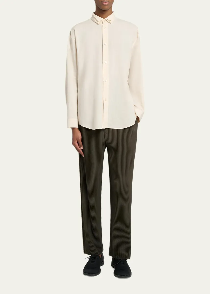 Homme Plissé Issey Miyake Men's Pleated-Collar Dress Shirt | Thumbnail 2 Homme Plissé Issey Miyake Men's Pleated-Collar Dress Shirt | Thumbnail 2