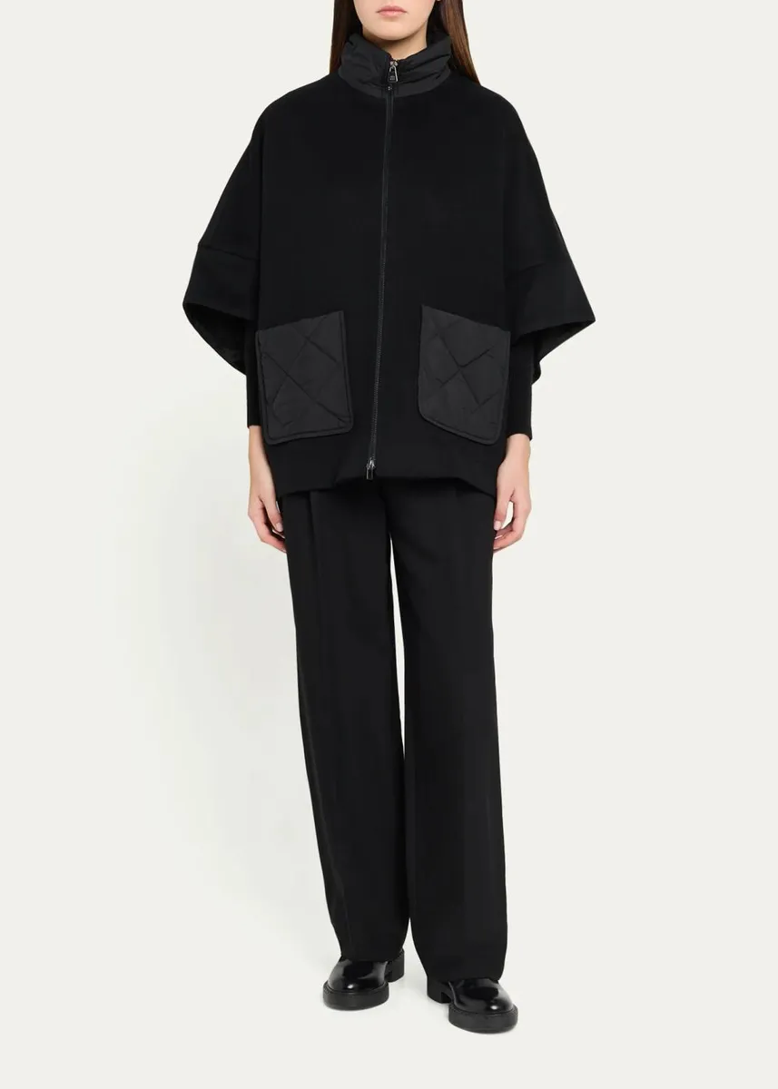 Cinzia Rocca Wool Cape with Quilted Pockets | Thumbnail 2 Cinzia Rocca Wool Cape with Quilted Pockets | Thumbnail 2