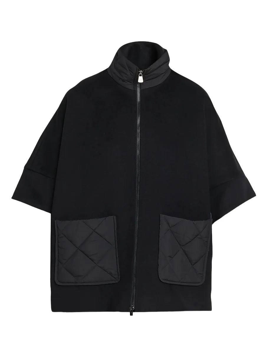 Cinzia Rocca Wool Cape with Quilted Pockets