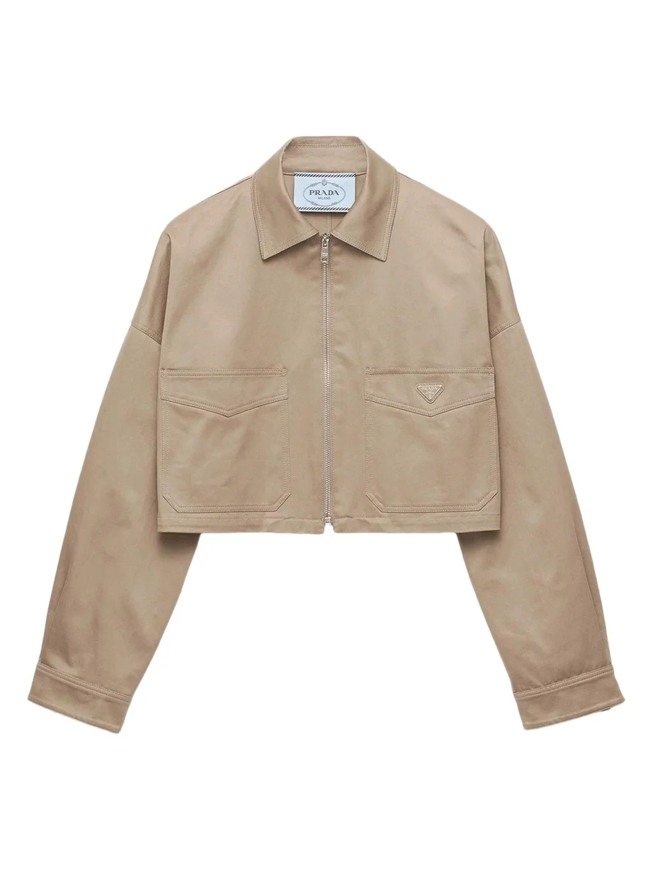Logo-Detail Cotton Crop Jacket Logo-Detail Cotton Crop Jacket