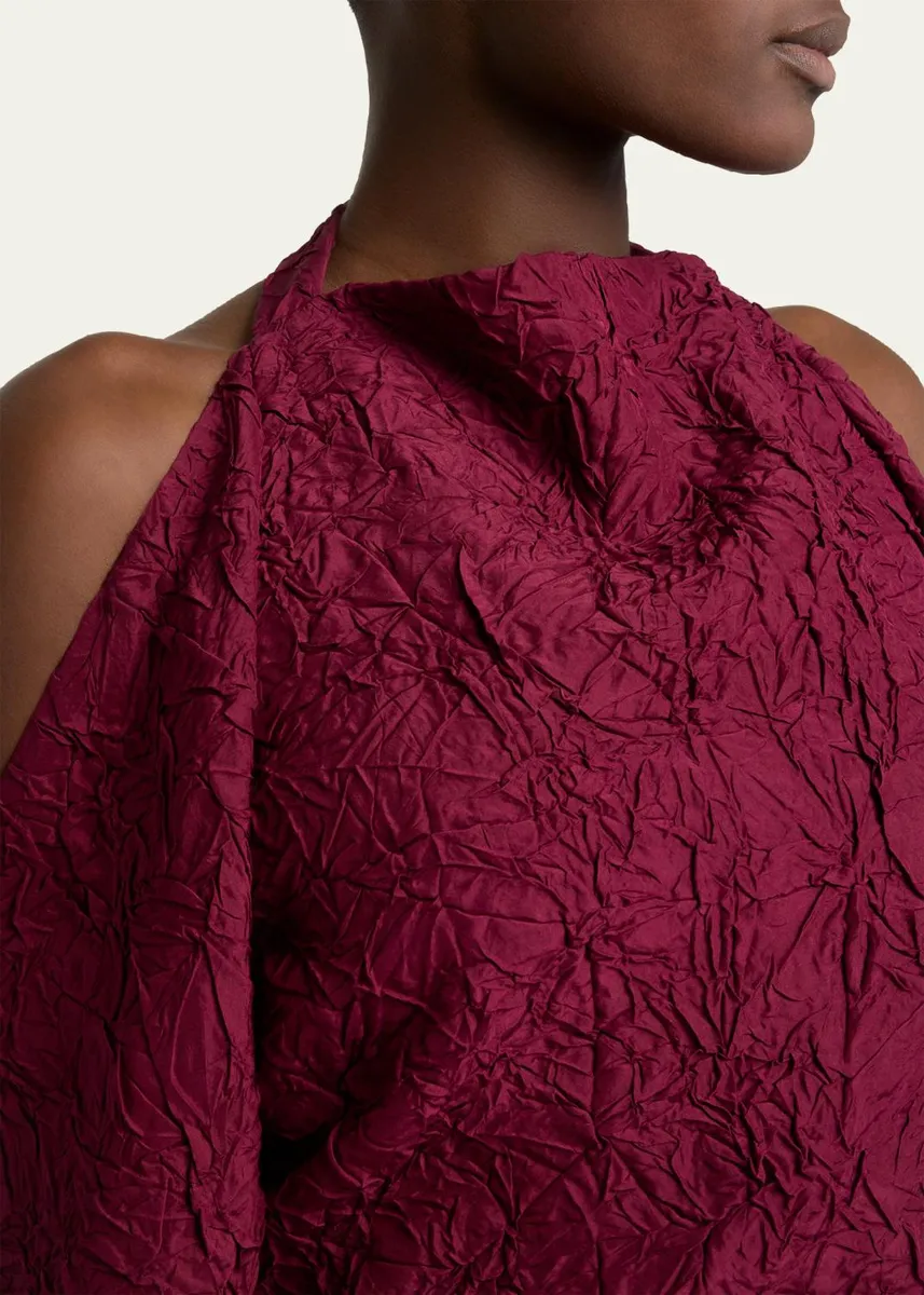 Proenza Schouler Lina Crushed Silk Habotai Long-Sleeve Halter Gown | Thumbnail 5