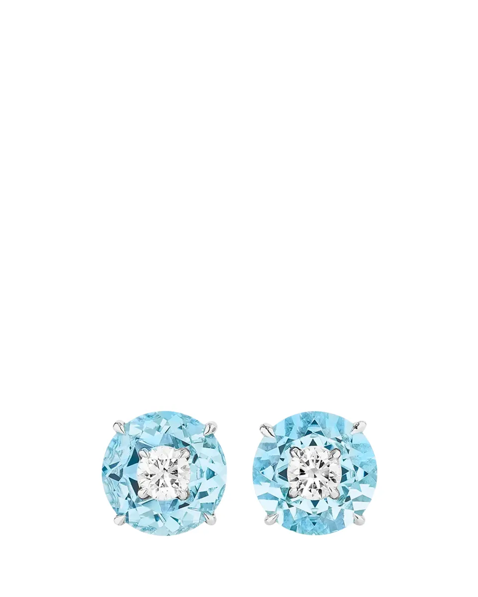 Boghossian 18K White Gold Diamond & Aquamarine Inlay Crush Earrings | Thumbnail 2 Boghossian 18K White Gold Diamond & Aquamarine Inlay Crush Earrings | Thumbnail 2