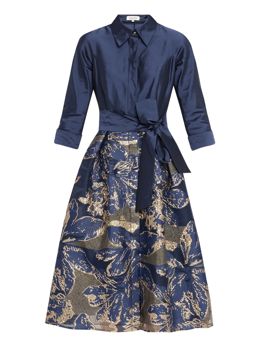 Metallic Taffeta Jacquard Midi Shirtdress
