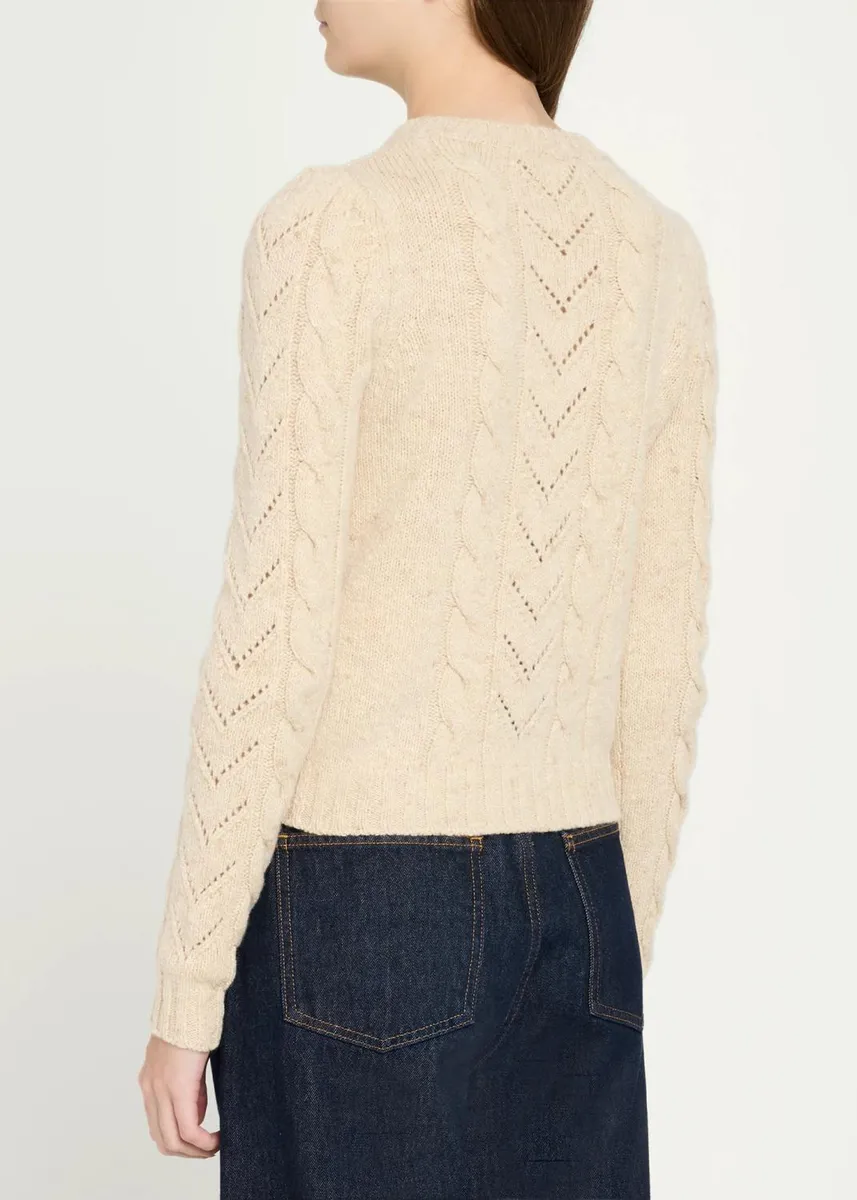 Max Mara Paillette Wool-Cashmere Cable Knit Crewneck Sweater | Thumbnail 3 Max Mara Paillette Wool-Cashmere Cable Knit Crewneck Sweater | Thumbnail 3