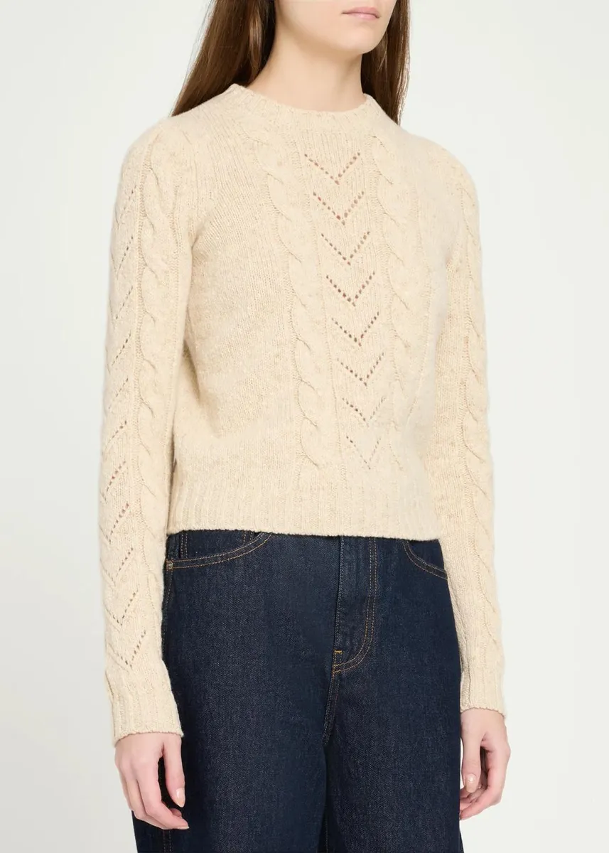 Max Mara Paillette Wool-Cashmere Cable Knit Crewneck Sweater | Thumbnail 4 Max Mara Paillette Wool-Cashmere Cable Knit Crewneck Sweater | Thumbnail 4