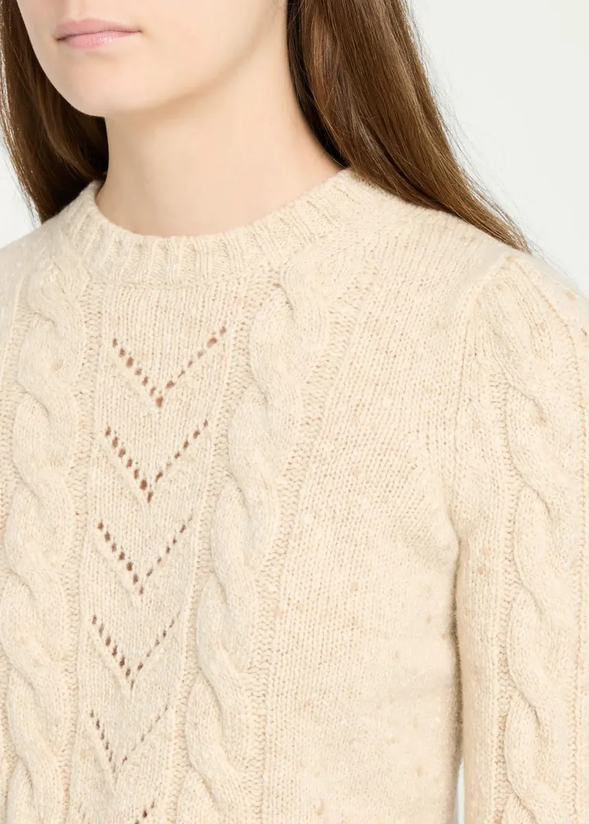 Max Mara Paillette Wool-Cashmere Cable Knit Crewneck Sweater | Thumbnail 5 Max Mara Paillette Wool-Cashmere Cable Knit Crewneck Sweater | Thumbnail 5