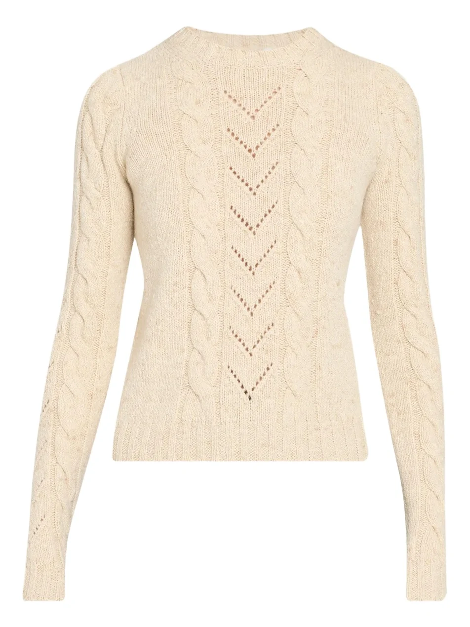 Max Mara Paillette Wool-Cashmere Cable Knit Crewneck Sweater