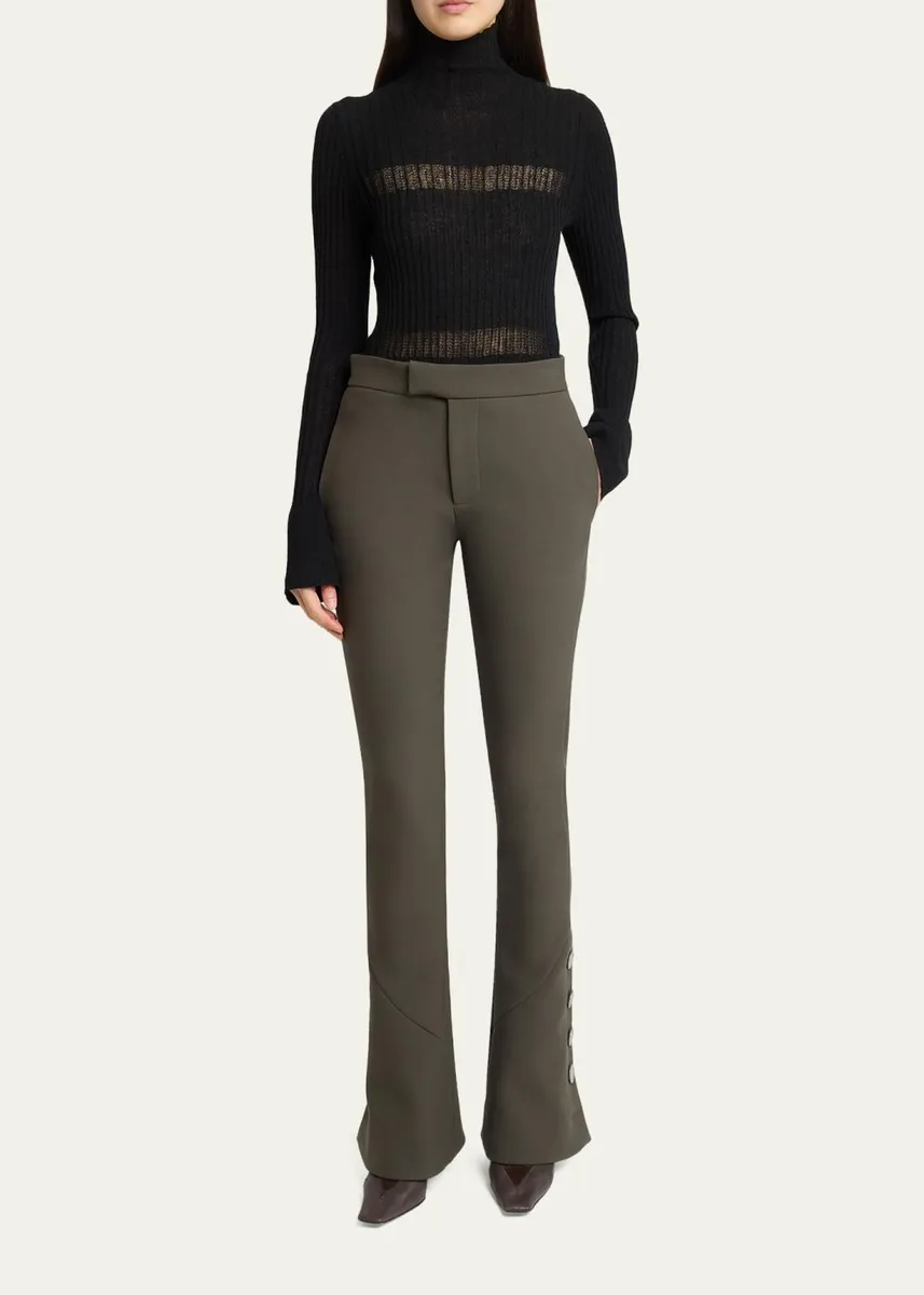 Proenza Schouler Althea Bi-Stretch Double Wool Buttoned Flare Pants | Thumbnail 2