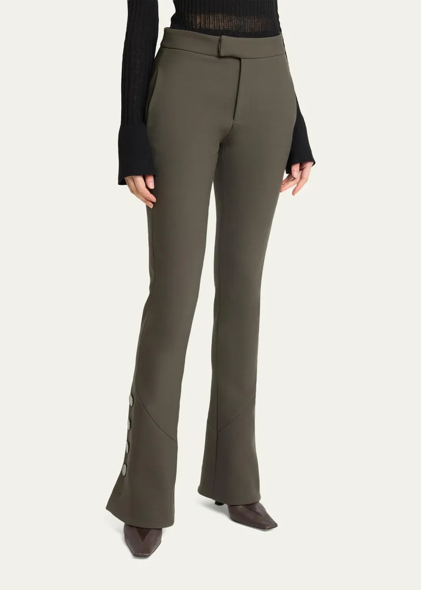 Proenza Schouler Althea Bi-Stretch Double Wool Buttoned Flare Pants | Thumbnail 4