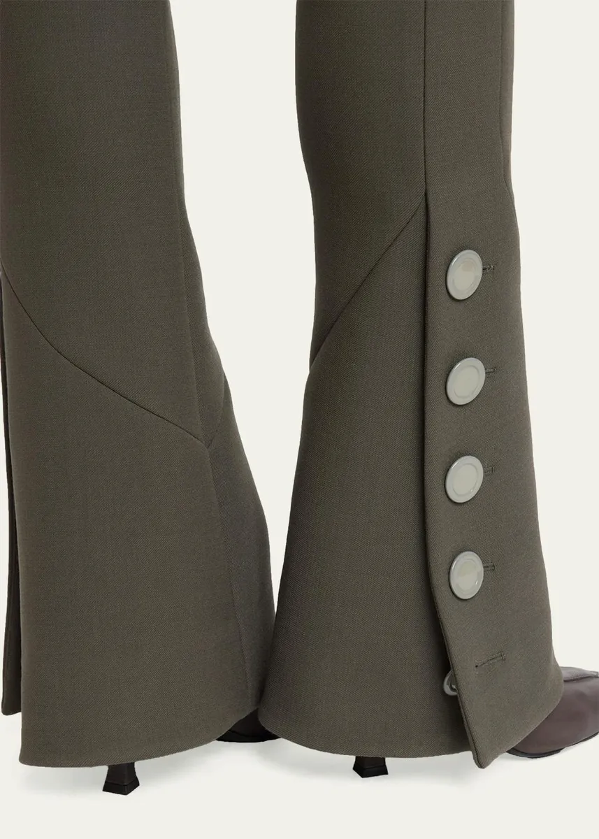 Proenza Schouler Althea Bi-Stretch Double Wool Buttoned Flare Pants | Thumbnail 5