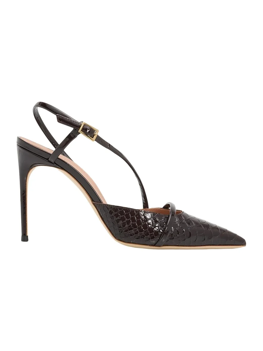 Malone Souliers 90mm Valeria Snake-Embossed Patent Leather Pumps