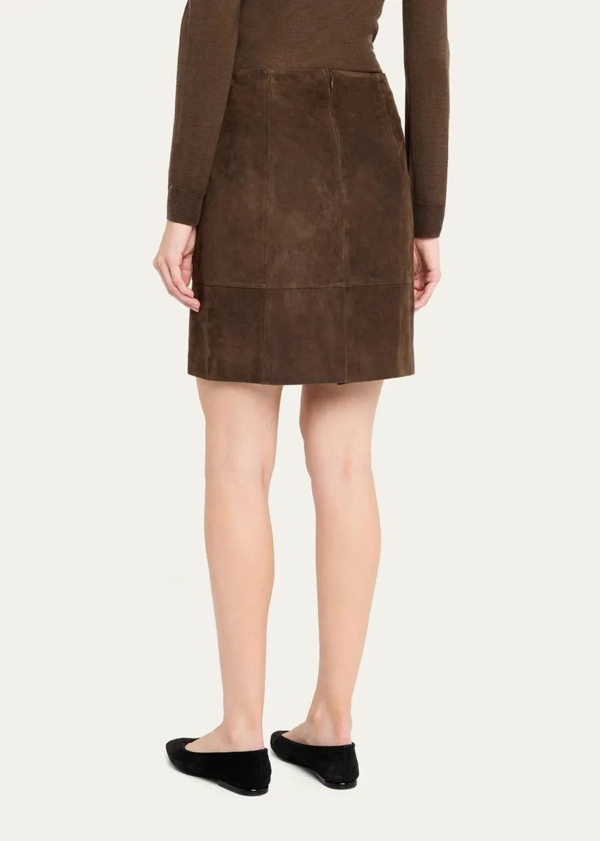 Vince Suede High-Waist Knee Skirt | Thumbnail 3 Vince Suede High-Waist Knee Skirt | Thumbnail 3