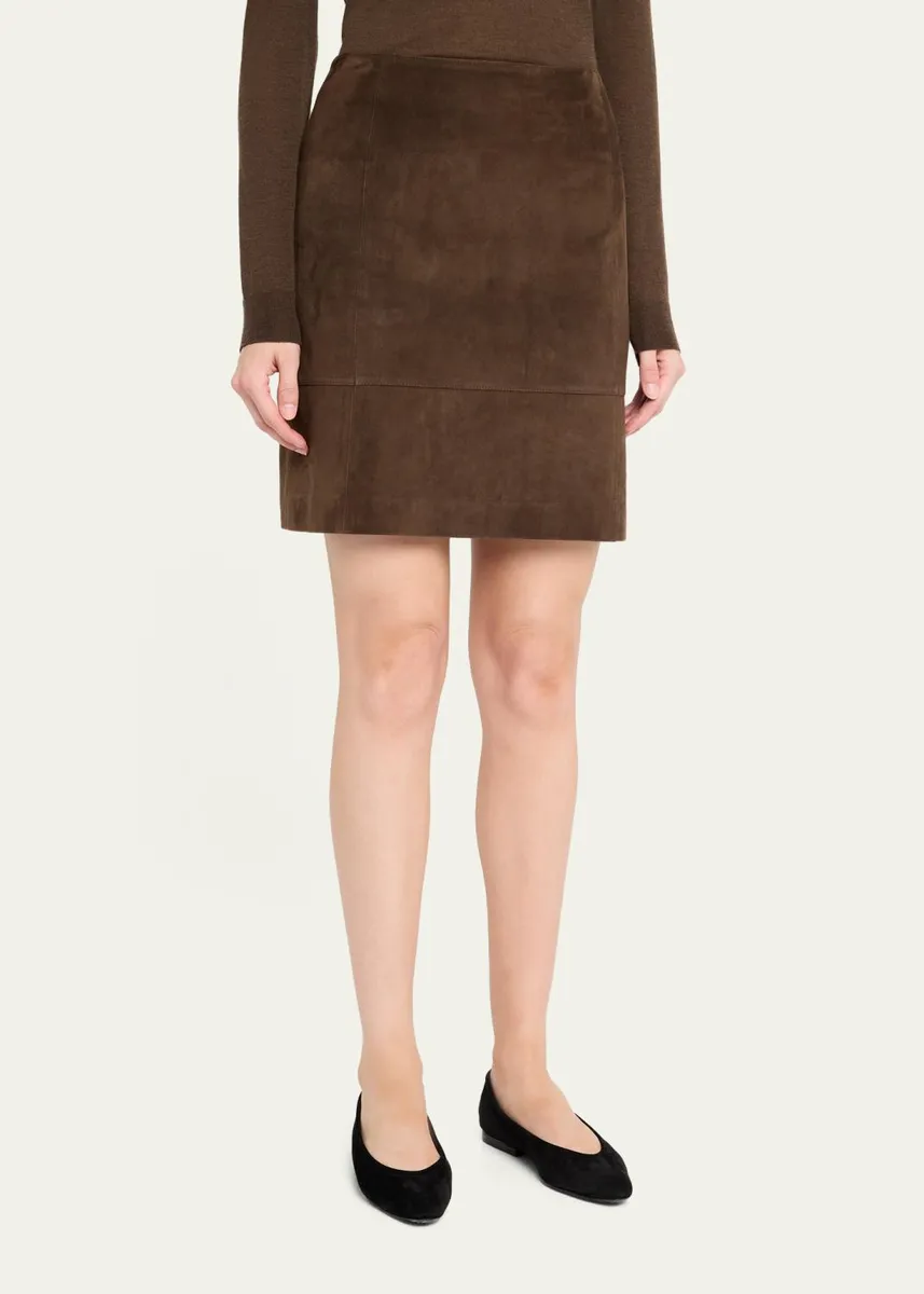 Vince Suede High-Waist Knee Skirt | Thumbnail 4 Vince Suede High-Waist Knee Skirt | Thumbnail 4