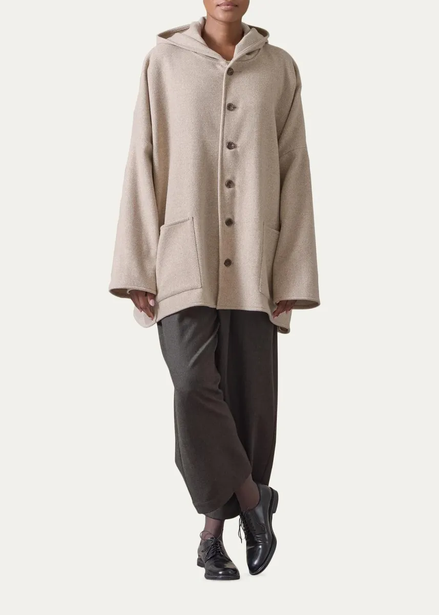 Eskandar Wool Cashmere Hooded Coat - Long Length | Thumbnail 2