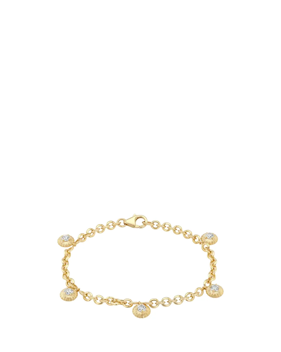 Lizzie Mandler Fine Jewelry 18K Yellow Gold Micro Chain Bracelet with Fluted Button Fringe | Thumbnail 2