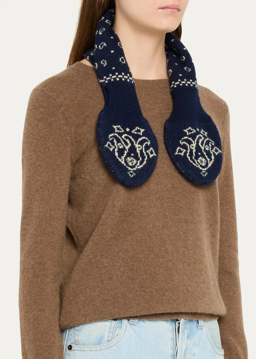 Guest In Residence Bandana Bowtie Wool-Cashmere Scarf | Thumbnail 6