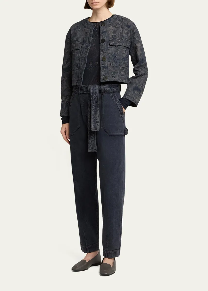 Giorgio Armani Caban Cropped Floral Jacquard Coat | Thumbnail 2