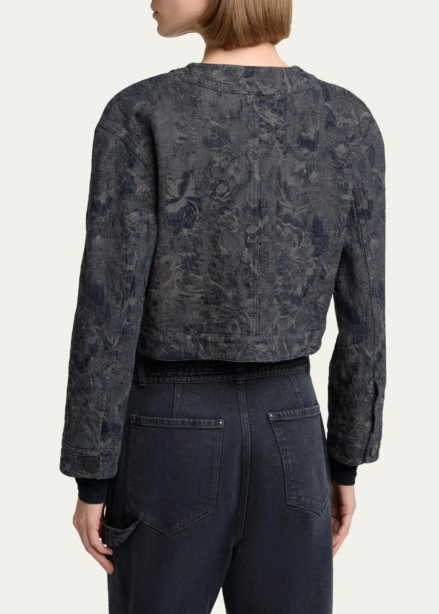 Giorgio Armani Caban Cropped Floral Jacquard Coat | Thumbnail 3