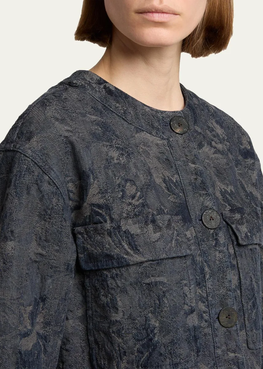 Giorgio Armani Caban Cropped Floral Jacquard Coat | Thumbnail 5