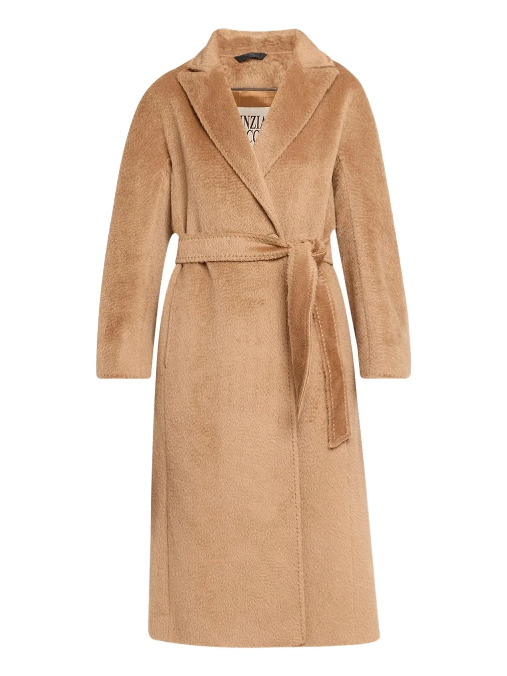Cinzia Rocca Long Belted Notch-Collar Wool-Blend Coat