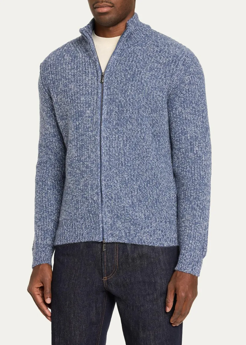 Cesare Attolini Men's Mouline Cashmere Cardigan | Thumbnail 4 Cesare Attolini Men's Mouline Cashmere Cardigan | Thumbnail 4