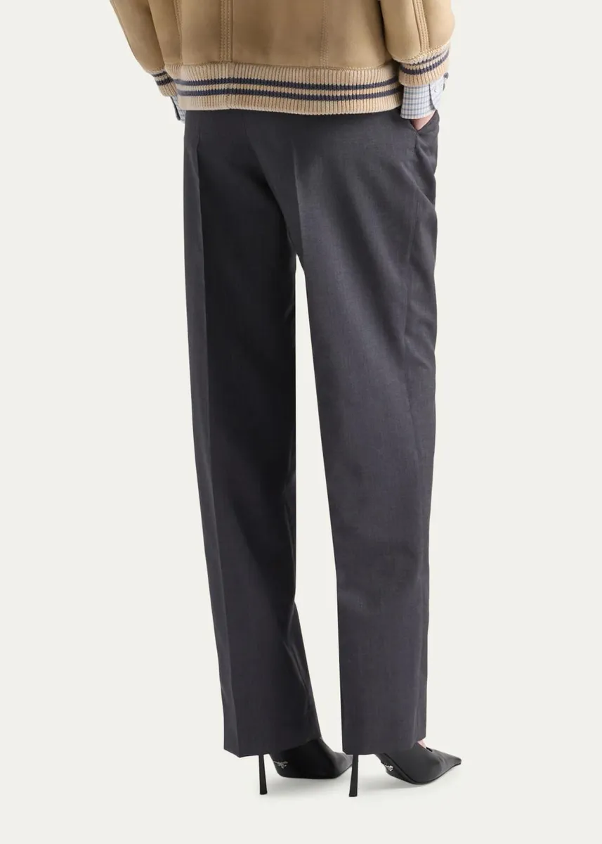 Prada Pleated Mohair-Wool Straight-Leg Trousers | Thumbnail 3 Prada Pleated Mohair-Wool Straight-Leg Trousers | Thumbnail 3