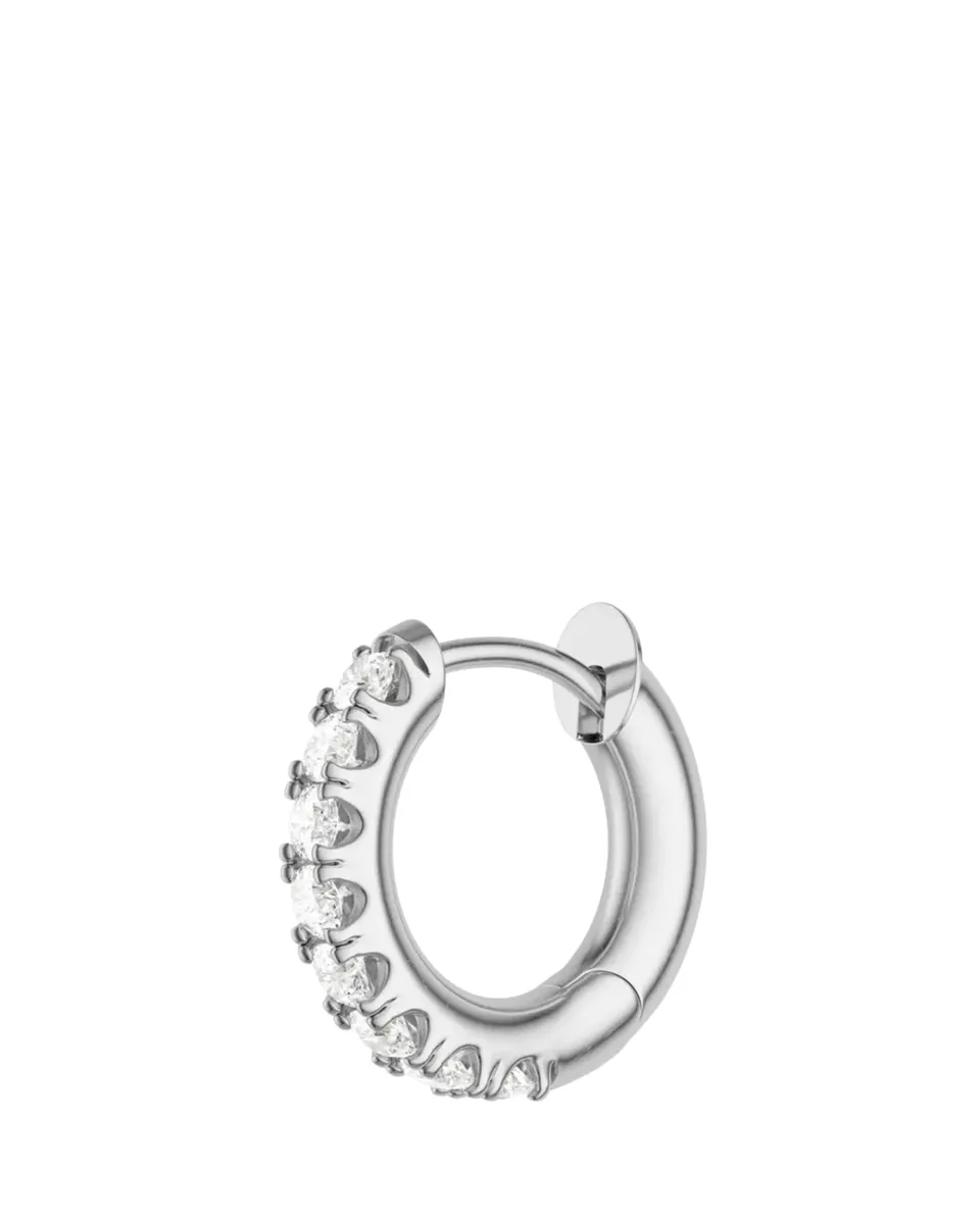 Spinelli Kilcollin 18K White Gold Pave Diamond Mini Micro Hoop Earring, Single | Thumbnail 2