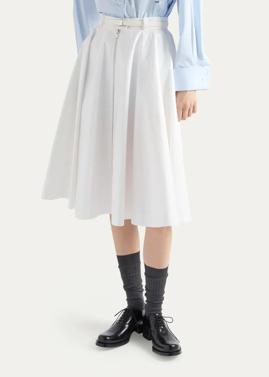 Prada Belted A-Line Midi Skirt | Thumbnail 4 Prada Belted A-Line Midi Skirt | Thumbnail 4