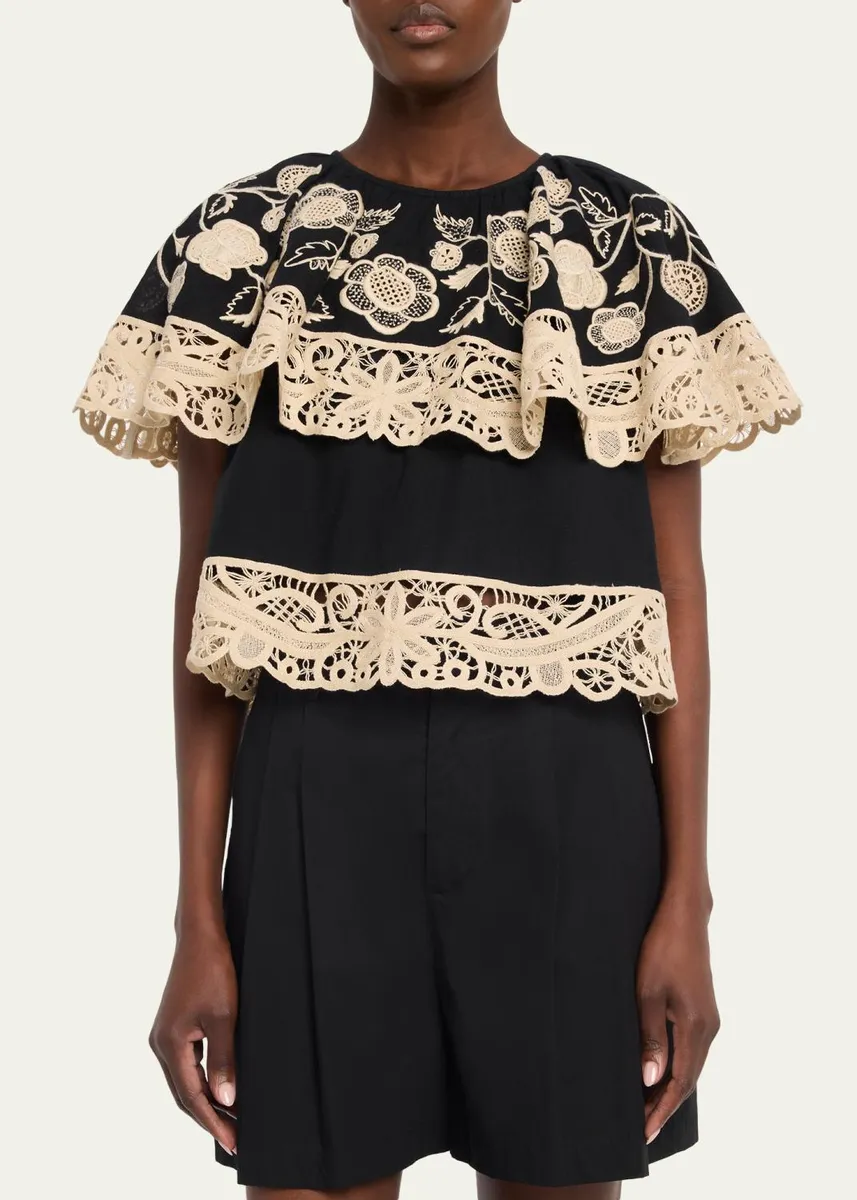 Sea Shiloh Embroidered Ruffle Blouse | Thumbnail 4 Sea Shiloh Embroidered Ruffle Blouse | Thumbnail 4