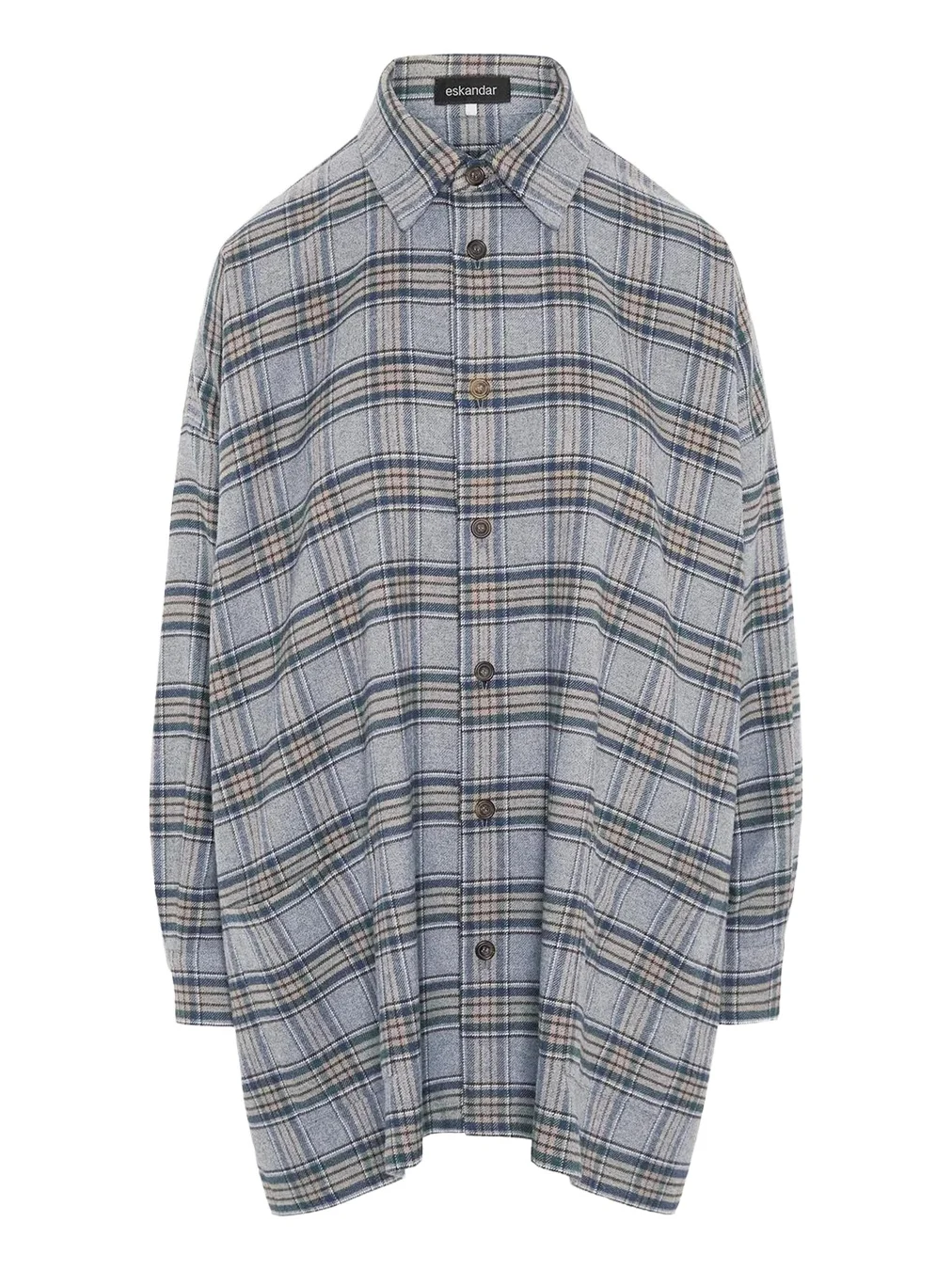 Eskandar Wide A-Line Shirt Jacket With Collar - Long Length
