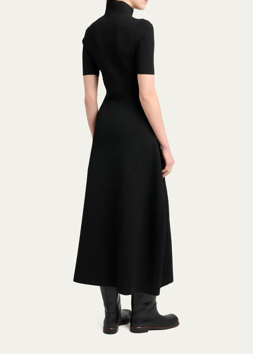 Proenza Schouler Mathilde Short-Sleeve Buttoned Sculptural Midi Dress | Thumbnail 3 Proenza Schouler Mathilde Short-Sleeve Buttoned Sculptural Midi Dress | Thumbnail 3