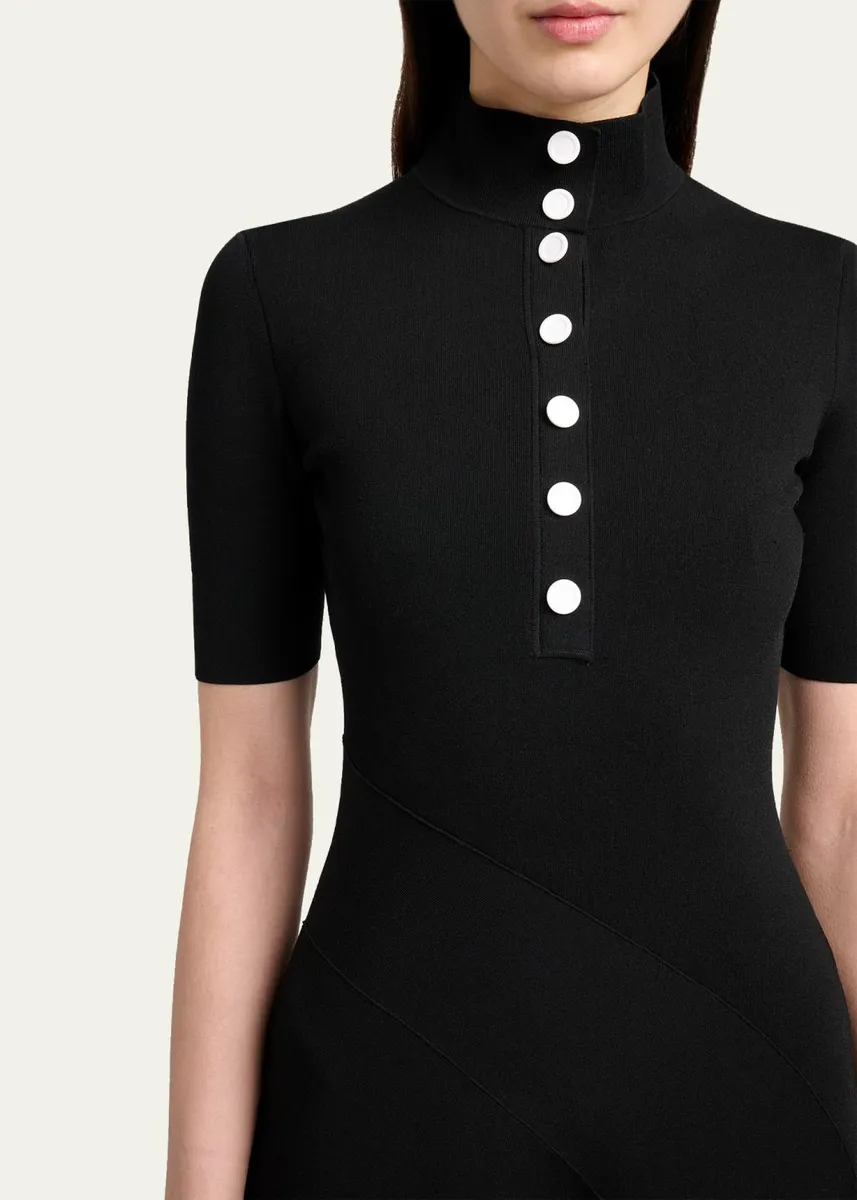 Proenza Schouler Mathilde Short-Sleeve Buttoned Sculptural Midi Dress | Thumbnail 5 Proenza Schouler Mathilde Short-Sleeve Buttoned Sculptural Midi Dress | Thumbnail 5