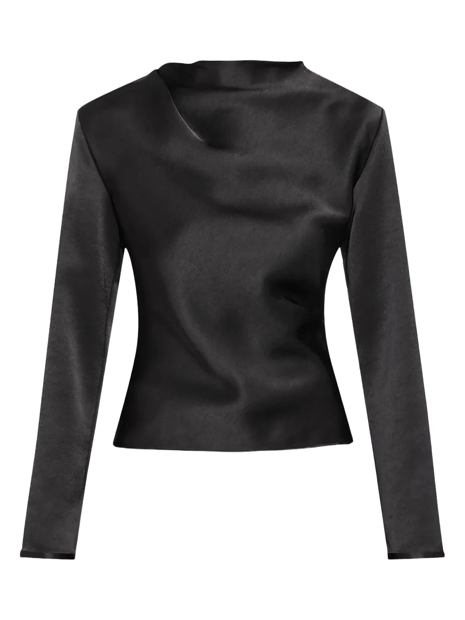 Draped Cowl-Neck Blouse