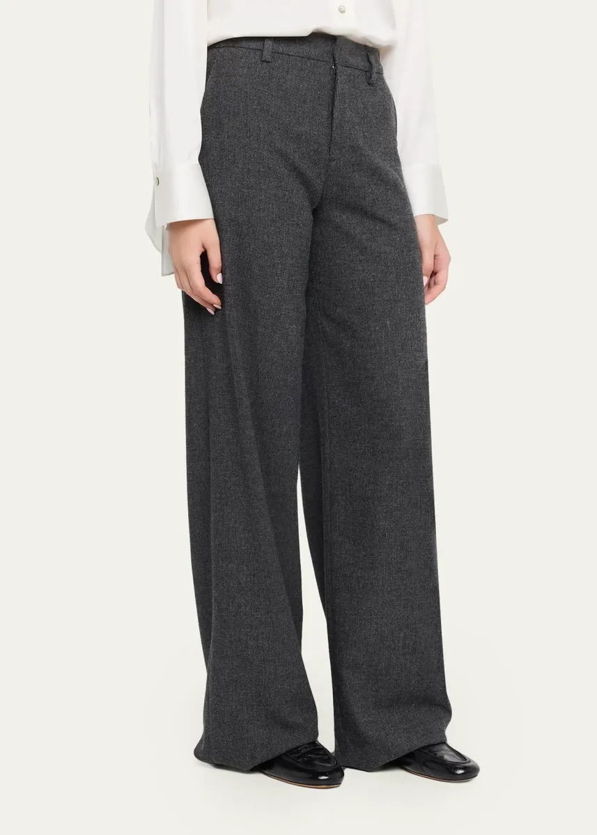 Vince Micro Houndstooth Wide-Leg Trousers | Thumbnail 4 Vince Micro Houndstooth Wide-Leg Trousers | Thumbnail 4