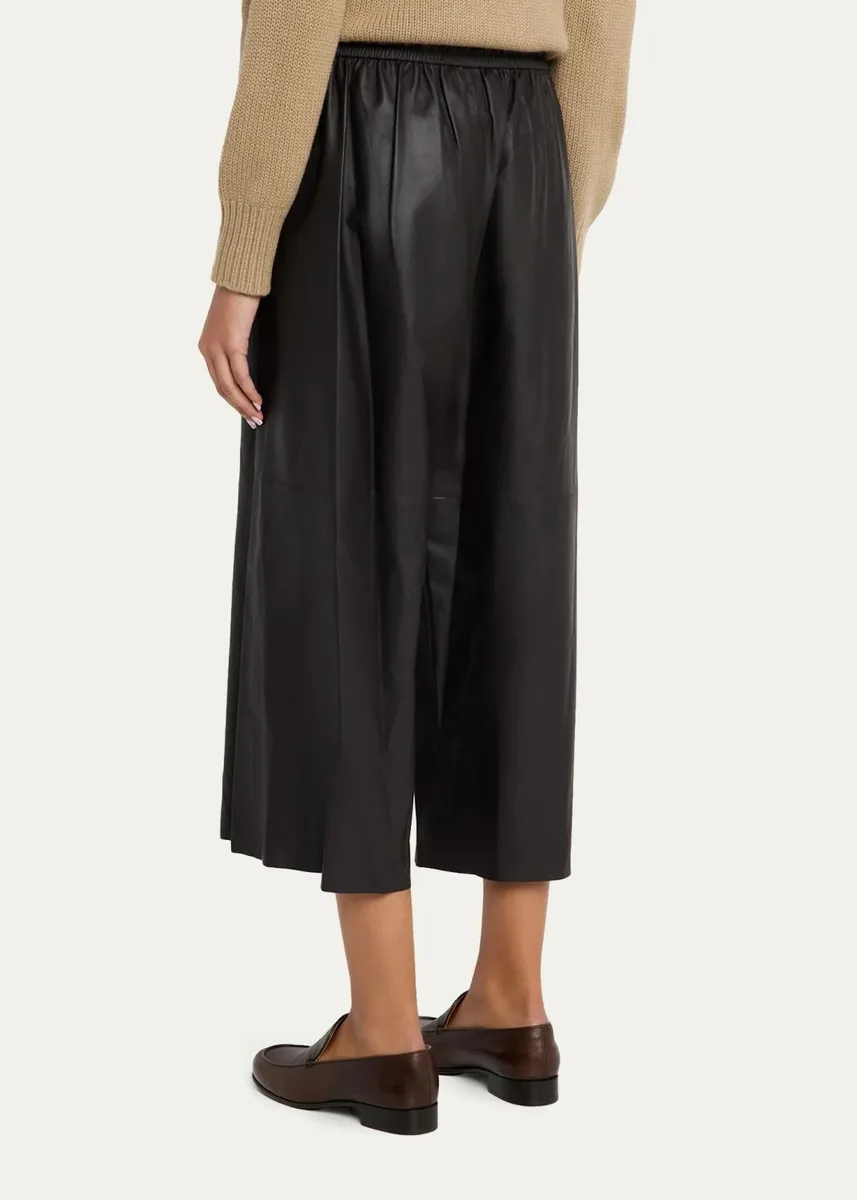 Yves Salomon Wide Lambskin Leather Culottes | Thumbnail 3