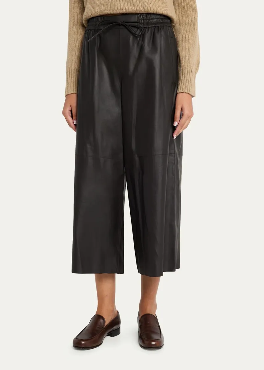 Yves Salomon Wide Lambskin Leather Culottes | Thumbnail 4