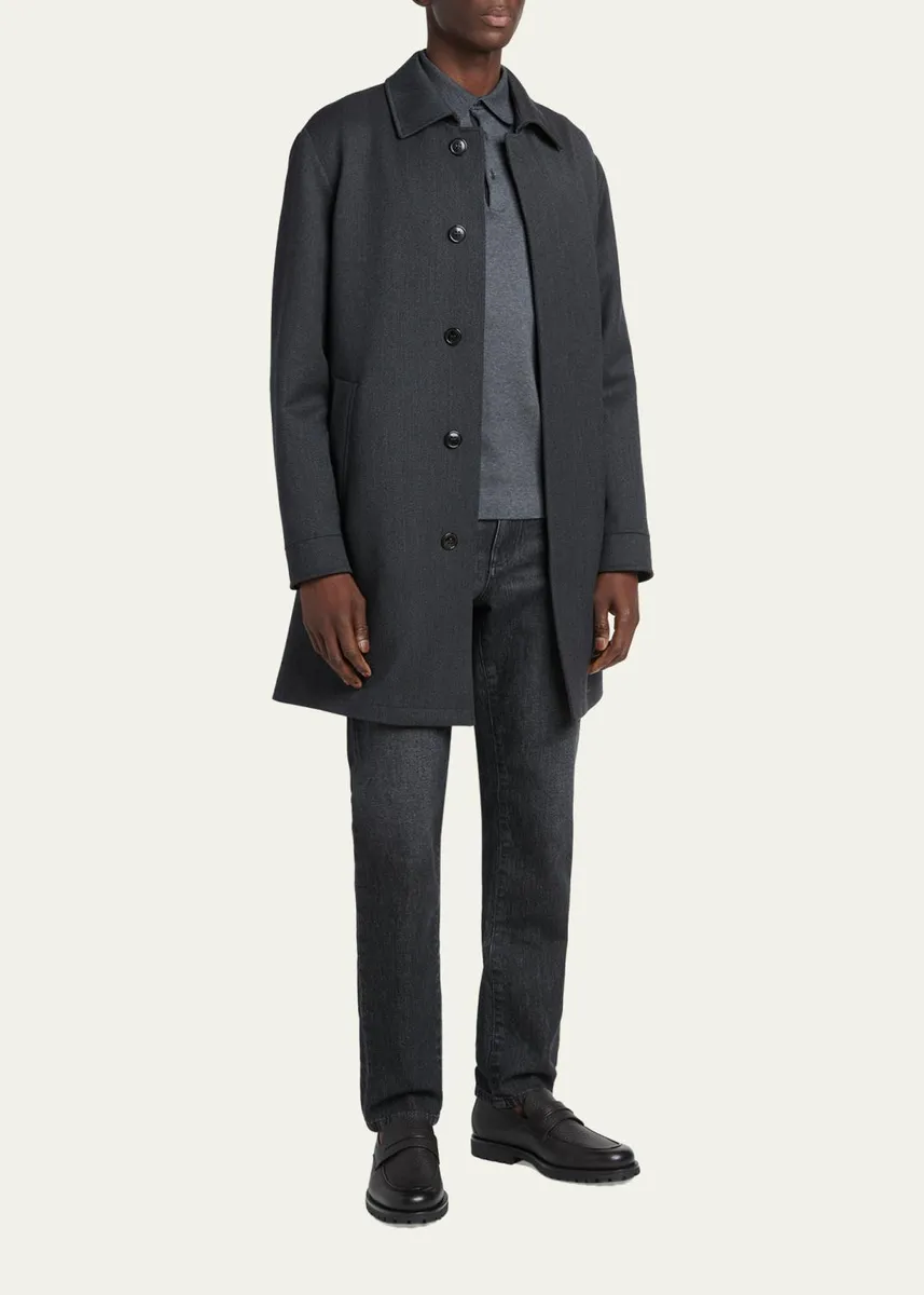 Zegna Men's Wool Melange Overcoat | Thumbnail 2 Zegna Men's Wool Melange Overcoat | Thumbnail 2