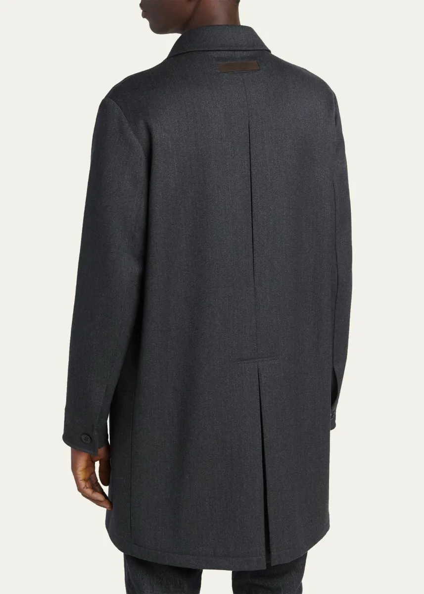 Zegna Men's Wool Melange Overcoat | Thumbnail 3 Zegna Men's Wool Melange Overcoat | Thumbnail 3