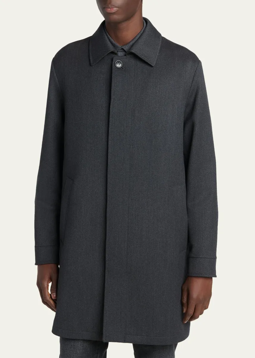 Zegna Men's Wool Melange Overcoat | Thumbnail 4 Zegna Men's Wool Melange Overcoat | Thumbnail 4