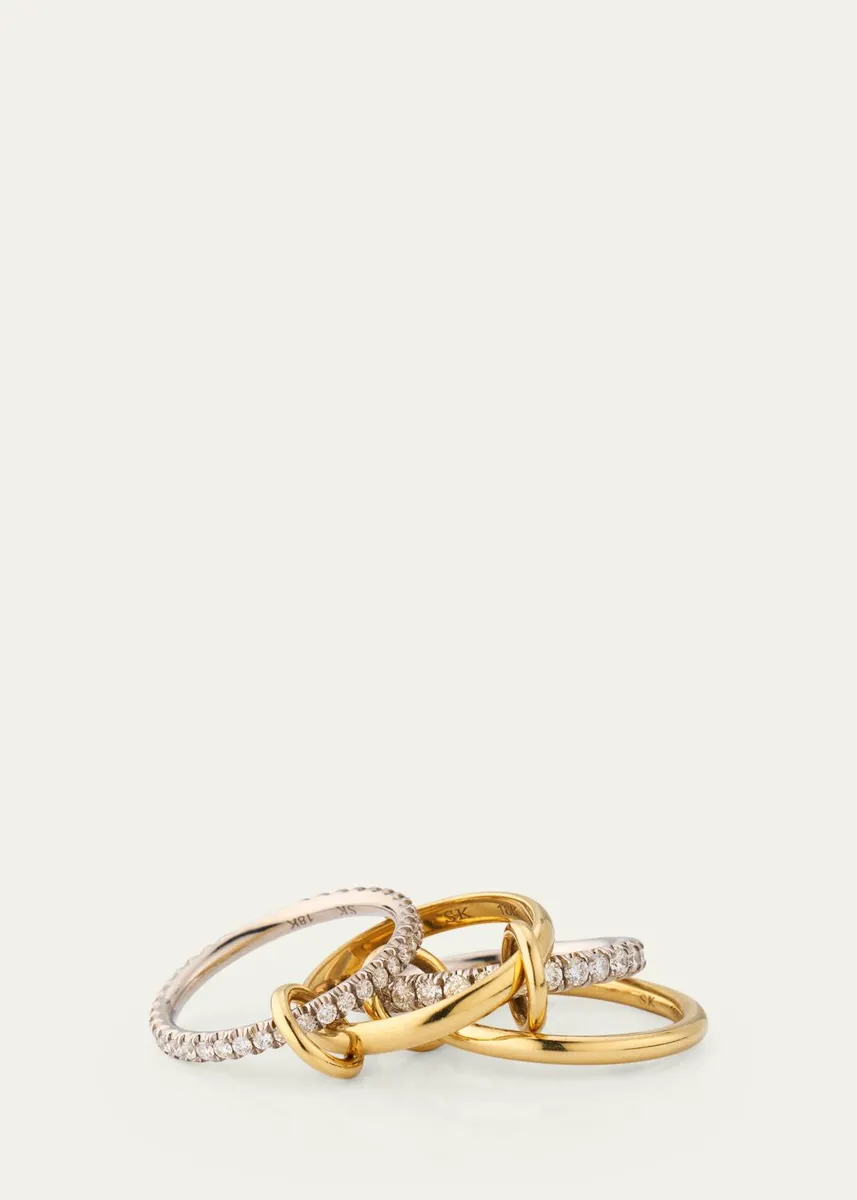 Spinelli Kilcollin 18K Mixed-Gold Halley 4-Link Ring with Pave Diamonds | Thumbnail 3 Spinelli Kilcollin 18K Mixed-Gold Halley 4-Link Ring with Pave Diamonds | Thumbnail 3