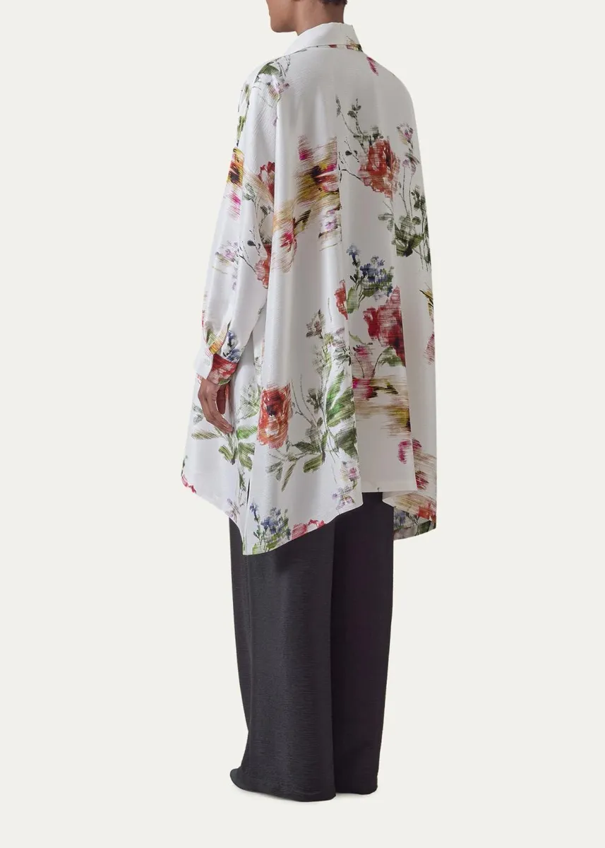 Eskandar Wide A-Line Shirt With Collar - Long Plus Length | Thumbnail 3 Eskandar Wide A-Line Shirt With Collar - Long Plus Length | Thumbnail 3